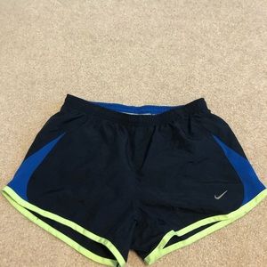 navy blue royal blue and pastel green nike shorts